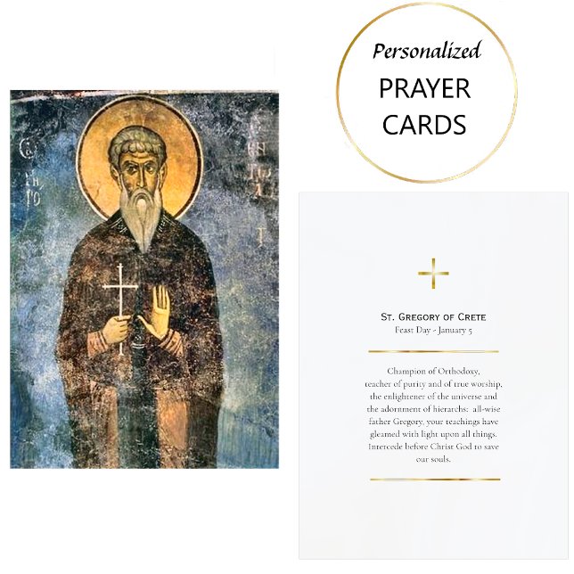 Cartão De Lugar St. Gregory of Crete Orthodox Prayer Card (Criador carregado)