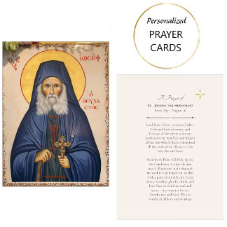 Cartão De Lugar St. Joseph the Hesychast Orthodox Prayer Card     