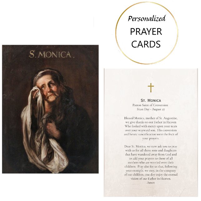 Cartão De Lugar St. Monica Roman Catholic Prayer Card (Criador carregado)