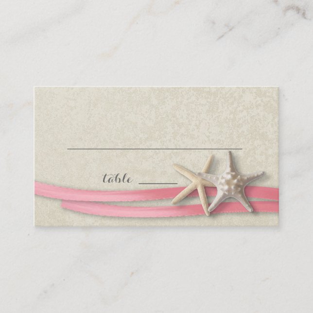 Cartão De Lugar Starfish e Ribbon Place card rosa (Frente)