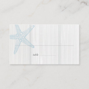 Cartão De Lugar Starfish Rustic Beach Wood Blue Cinza
