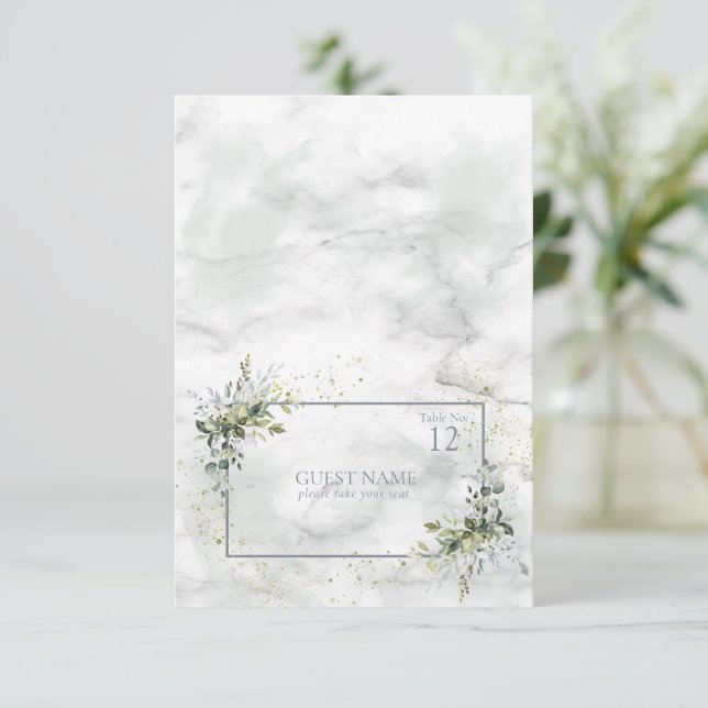 Cartão de Lugar Suculento Eucalyptus Azul-Claro Du (Em pé/Frente)