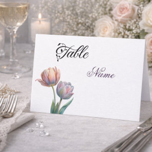 Cartão De Lugar Suite de Casamento Pastel Tulipa com Tipografia El