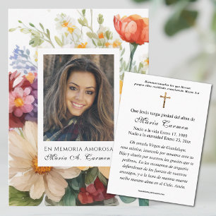 Cartão De Lugar Summer Floral Espanhola Oração Funerária