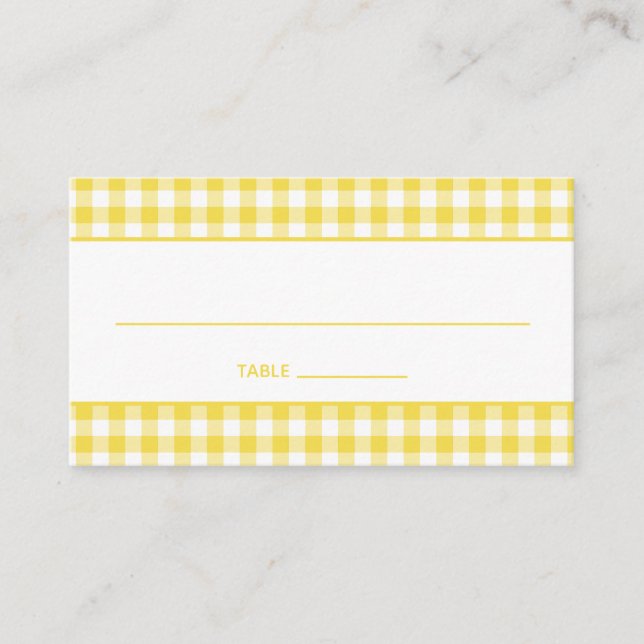 Cartão De Lugar Sunshine Yellow Country Gingham (Frente)
