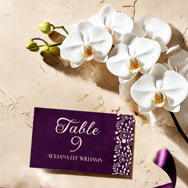 Cartão De Lugar Talavera Purple Beige Wedding Place Card (Criador carregado)