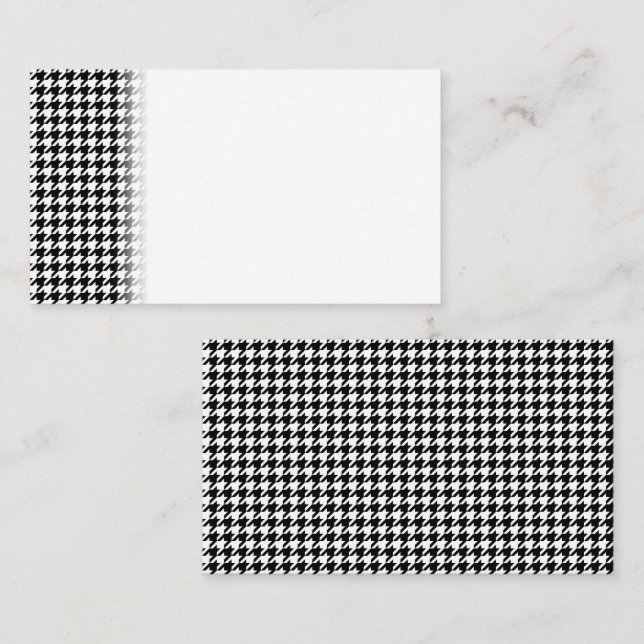 Cartão De Lugar Tecido Xadrez Houndstooth Preto Branco (Frente/Verso)