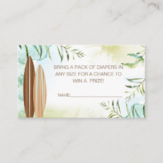 Cartão De Lugar Tíquete de Raffle de fralda com pranchetas