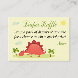 Cartão De Lugar Tíquetes de Raffle da Fralda do Dinossauro Vermel