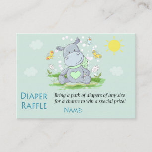 Cartão De Lugar Tíquetes de Raffle de Fralda de Hippo Azul