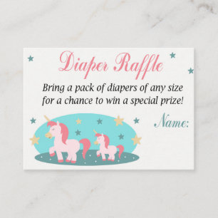 Cartão De Lugar Tíquetes de Raffle de Fralda Unicorn