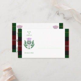 Cartão De Lugar Tradicional Scottish Tartan e Scotland Thistle