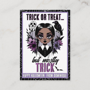 Cartão De Lugar Trick or Treat Mas Principalmente Trick Sala de Au