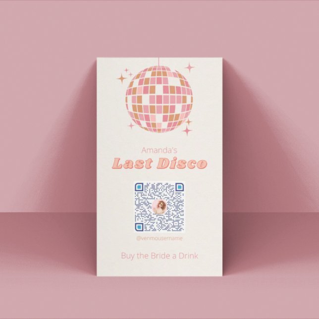 Cartão De Lugar Última placa Venmo de Festa de solteira Disco (Criador carregado)