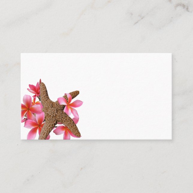 Cartão De Lugar Vazio Starfish Plumeria Ocean Escorriment Plards (Frente)