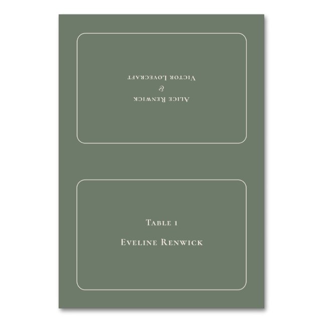 Cartão de Lugar Verde de Casamento Simples Boho Sa (Frente)