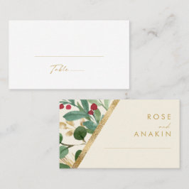 Cartão De Lugar Verde de Natal Moderno | Cream Flat Wedding