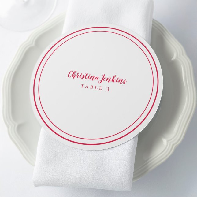 Cartão de Lugar Vermelho Redondo Magenta para Conv (Criador carregado)