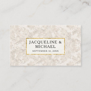 Cartão De Lugar Vintage Elegante Glitter Gilded Damask Cream