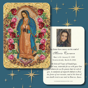 Cartão De Lugar Virgem Religiosa Mary Guadalupe Funeral Católica