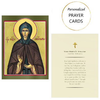 Cartão De Lugar Virgin Martyr St. Apollonia Orthodox Prayer Card  