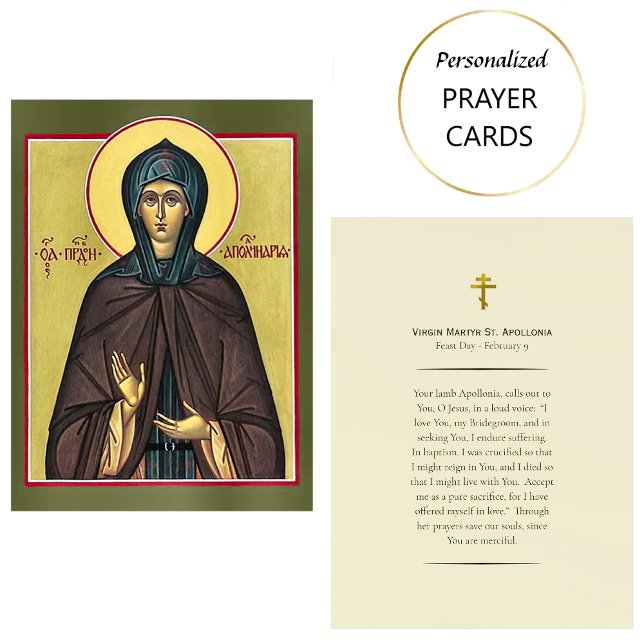 Cartão De Lugar Virgin Martyr St. Apollonia Orthodox Prayer Card   (Criador carregado)