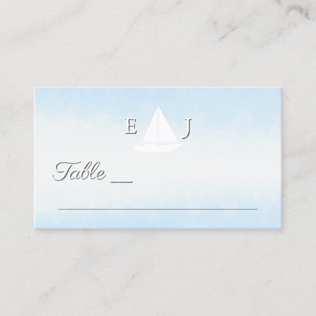 Cartão De Lugar Water Meets Sky Watercolor Wedding (Frente)