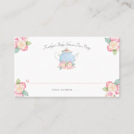 Cartão De Lugar Watercolor Floral Tea Party | CHÁ DE FRALDAS