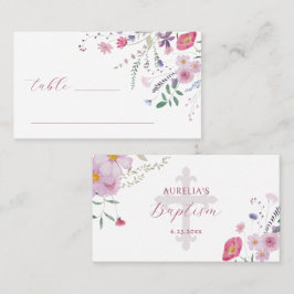 Cartão De Lugar Wildlowers Baptism Flat Place Card