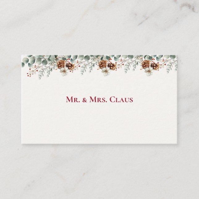 Cartão De Lugar Woodland Pine & Cranberry  (Frente)