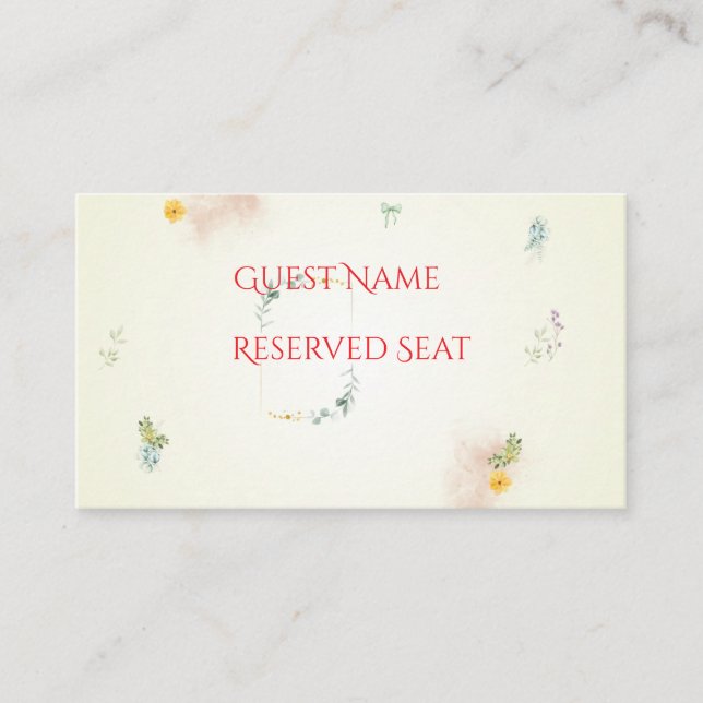 Cartão De Lugar Yellow and Pink Floral Wedding Place Card (Frente)