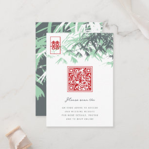 Cartão De Lugar Zen Bamboo deixa casamento chinês de felicidade d