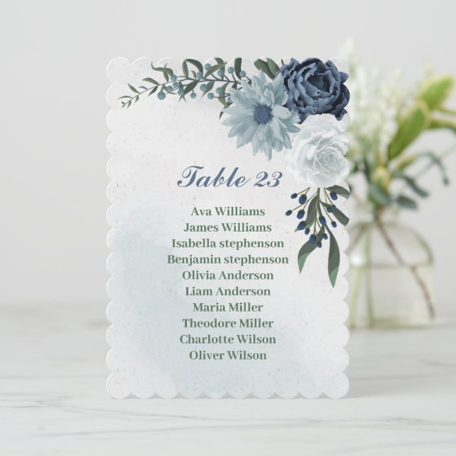 cartão de lugares verdes azul-branco romântico (Em pé/Frente)