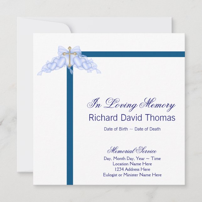 Cartão de Luto Azul Marinho do Homem (Frente)