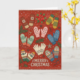 Cartão de Luvas de Inverno Feliz Natal
