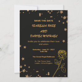 Cartão de Luxo Dourado de Salve o Dia de Casamento