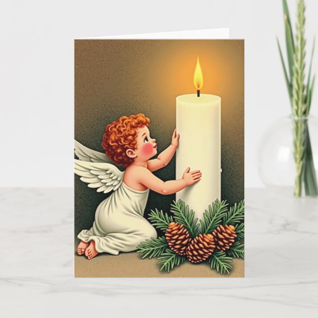 Cartão de Luz de Anjo de Natal (Frente)
