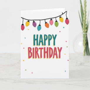 Cartão de Luzes de Aniversário Alegre