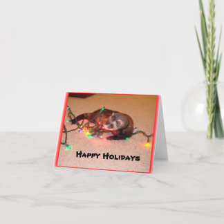 Cartão de Luzes de Natal Ferret