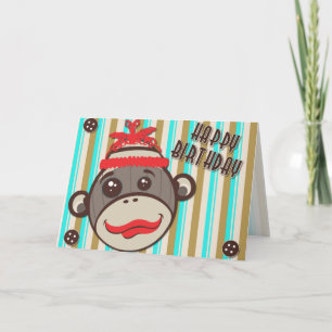 Cartão de Macaco de Meia Feliz Aniversário de Louc