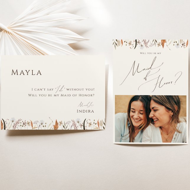 Cartão de Madrinha de casamento de Autumn Wildflow (Criador carregado)