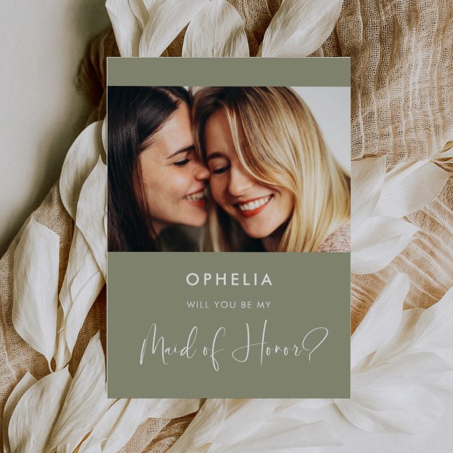 Cartão de Madrinha de casamento verde para sábado  (Criador carregado)