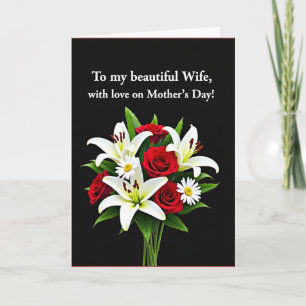 Cartão de Mãe Amor de Rosa Elegante
