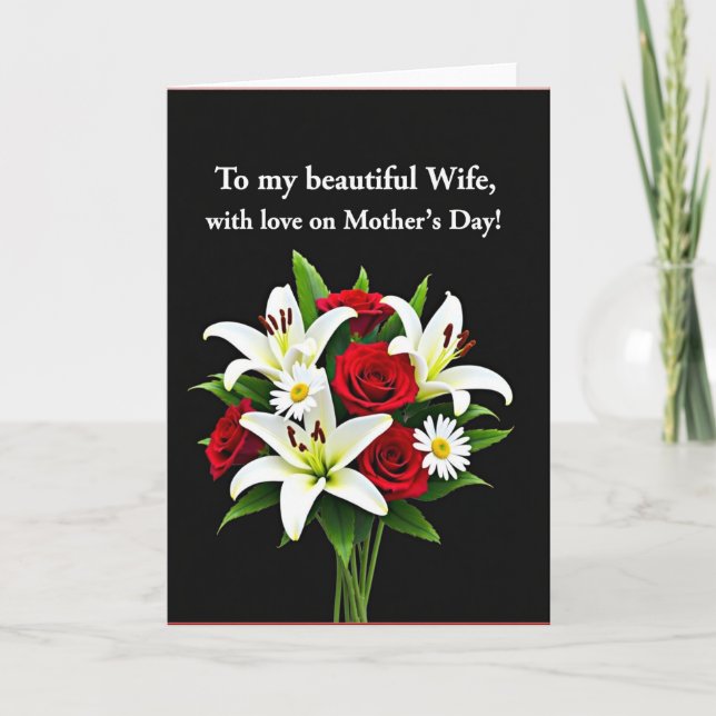 Cartão de Mãe Amor de Rosa Elegante (Frente)
