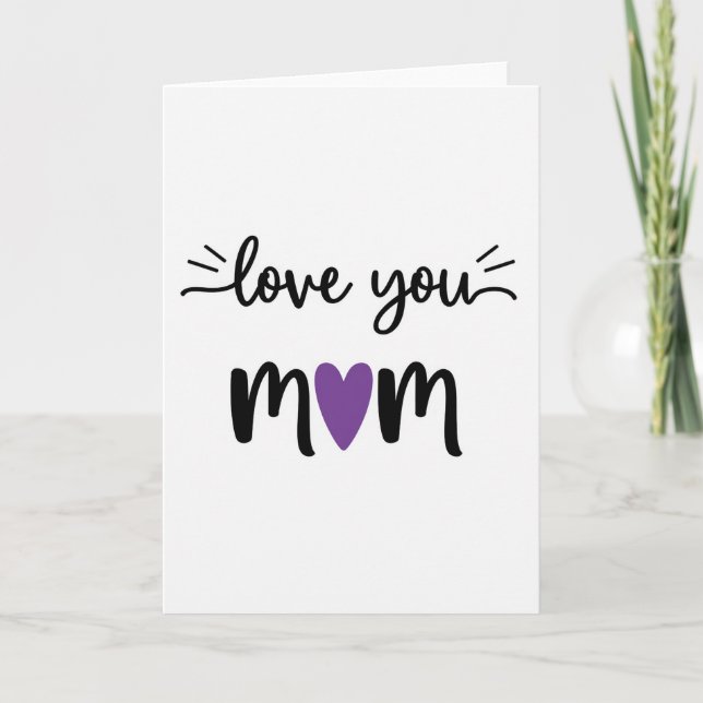Cartão de Mãe com Coração Roxo Te Amo (Frente)