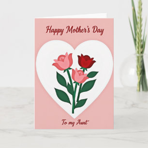 Cartão de Mãe Coração Rosa Corado