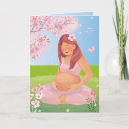 Cartão de Mãe da Natureza com Grávida Pastel Encan