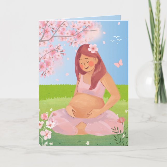 Cartão de Mãe da Natureza com Grávida Pastel Encan (Frente)