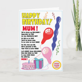 Cartão de MÃE de Aniversário Feliz de BALLOON