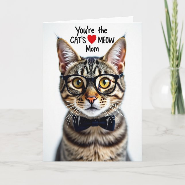 Cartão de Mãe de Gato Tabby Opaco (Frente)